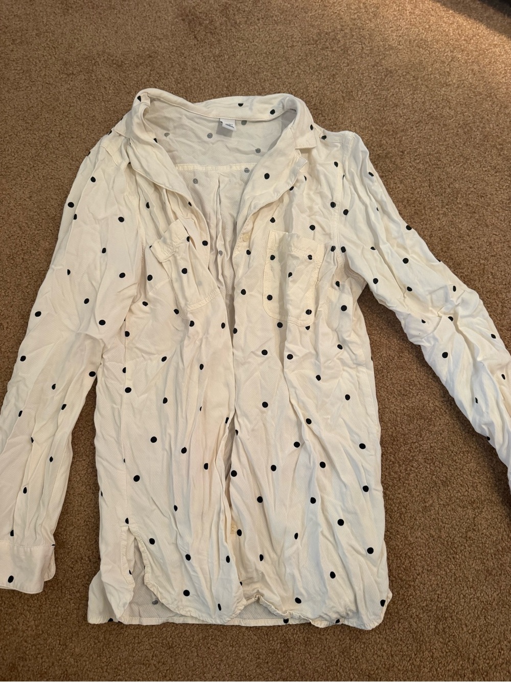 Old Navy Cream polka dot Blouse